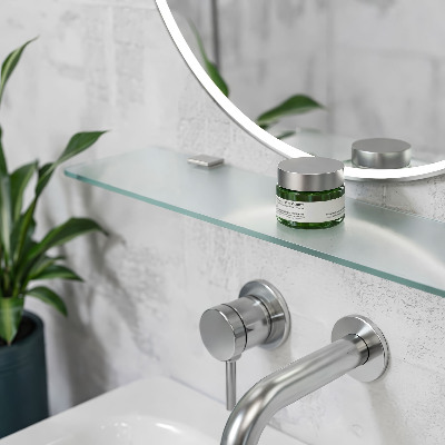 Skleněná police pod zrcadlo poloprůhledná