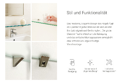 Skleněná police pod zrcadlo poloprůhledná