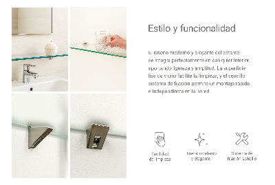 Skleněná police pod zrcadlo poloprůhledná