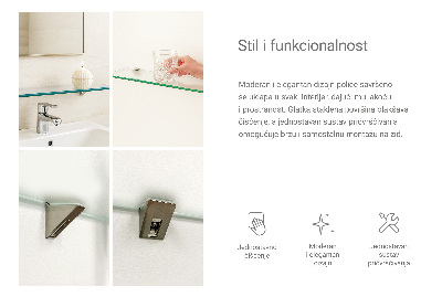 Skleněná police pod zrcadlo poloprůhledná