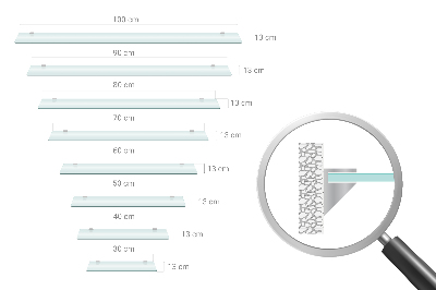 Skleněná police pod zrcadlo poloprůhledná