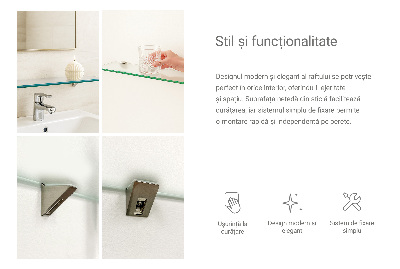 Skleněná police pod zrcadlo poloprůhledná