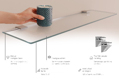 Skleněná police pod zrcadlo poloprůhledná