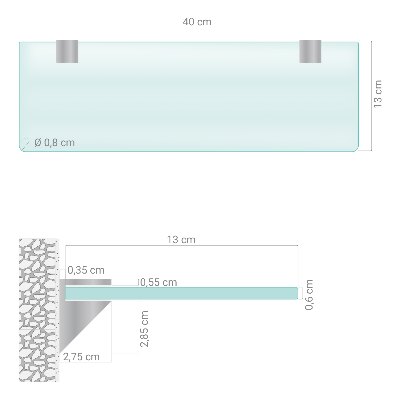 Skleněná police pod zrcadlo poloprůhledná