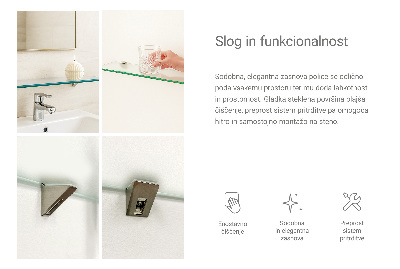 Skleněná police pod zrcadlo poloprůhledná