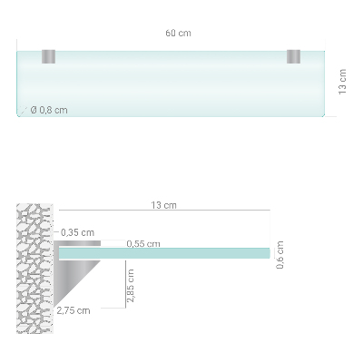Skleněná police pod zrcadlo poloprůhledná