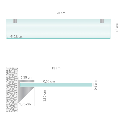Skleněná police pod zrcadlo poloprůhledná