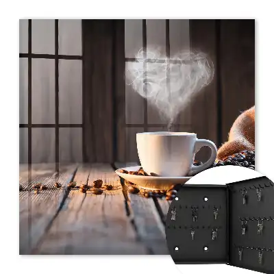 Kávové srdce na stole