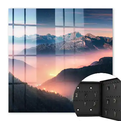 Horské panorama se světly města