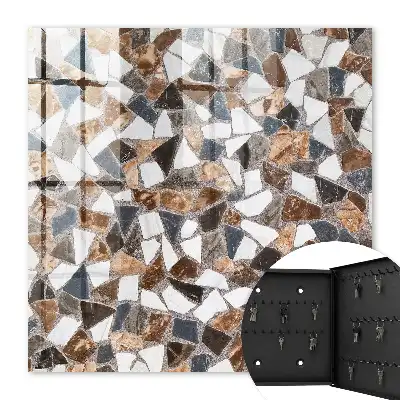 Geometrická mozaika hnědá, bílá a šedá