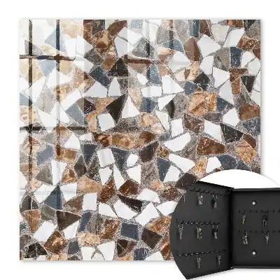 Geometrická mozaika hnědá, bílá a šedá