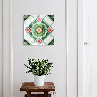 Květinová geometrie červená modrá