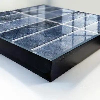 Modré dlaždice v geometrickém uspořádání