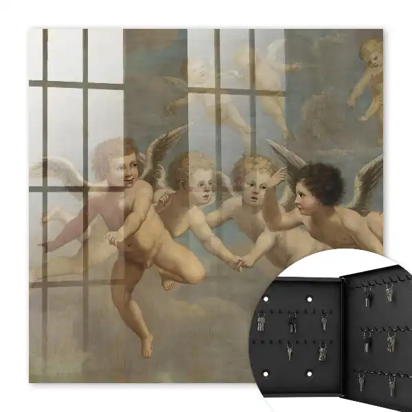 Létající andělé putti barokní malba modrá