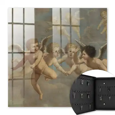 Létající andělé putti barokní malba modrá