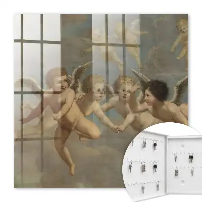 Létající andělé putti barokní malba modrá