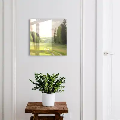 Idylická krajina s poli a lesy