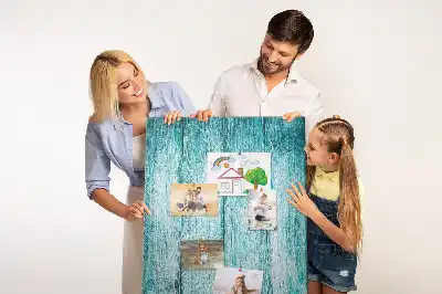 Korková nástěnka Dřevo v modré barvě