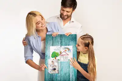 Korková nástěnka Dřevo v modré barvě