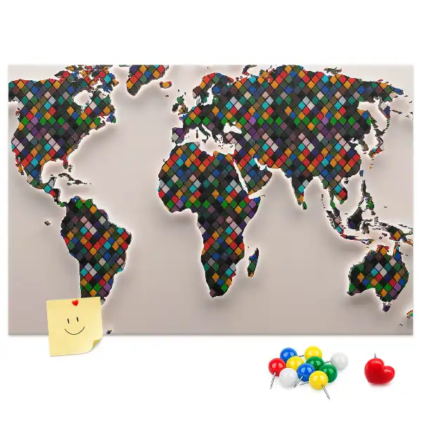 Nástěnka korková Abstraktní mapa světa