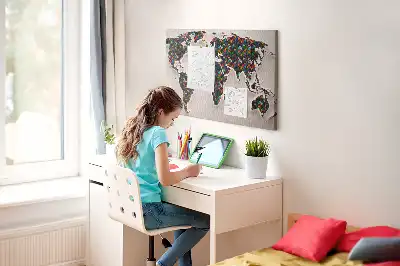 Nástěnka korková Abstraktní mapa světa