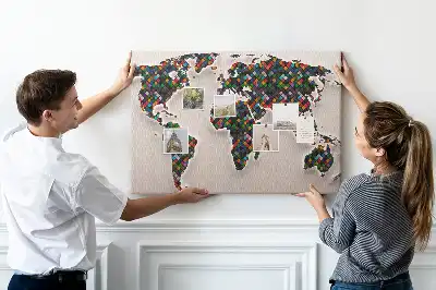 Nástěnka korková Abstraktní mapa světa