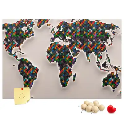 Nástěnka korková Abstraktní mapa světa