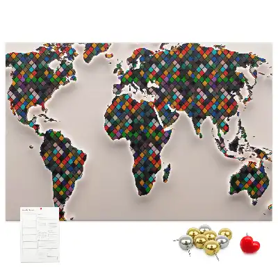 Nástěnka korková Abstraktní mapa světa