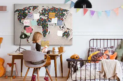 Nástěnka korková Abstraktní mapa světa