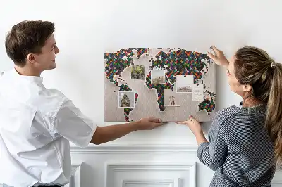 Nástěnka korková Abstraktní mapa světa