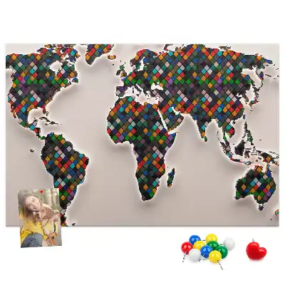 Nástěnka korková Abstraktní mapa světa