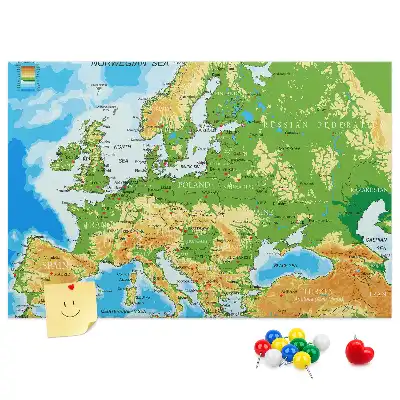 Nástěnka do dětského pokoje Mapa světa s geografií