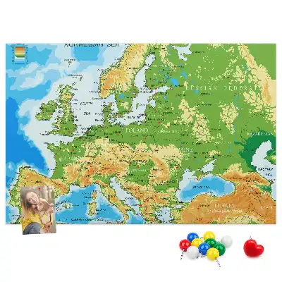 Nástěnka do dětského pokoje Mapa světa s geografií