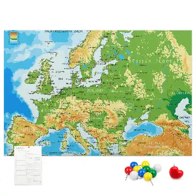 Nástěnka do dětského pokoje s motivem mapy světa