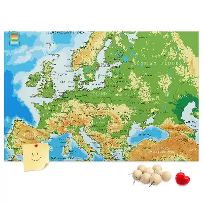 Nástěnka do dětského pokoje Mapa světa s geografií