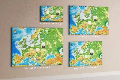 Nástěnka do dětského pokoje Mapa světa s geografií
