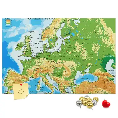 Nástěnka do dětského pokoje Mapa světa s geografií