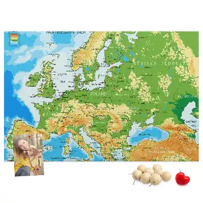Nástěnka do dětského pokoje Mapa světa s geografií