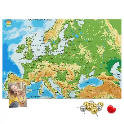 Nástěnka do dětského pokoje Mapa světa s geografií