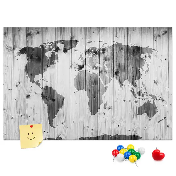 Nástěnka do dětského pokoje Mapa světa na dřevě