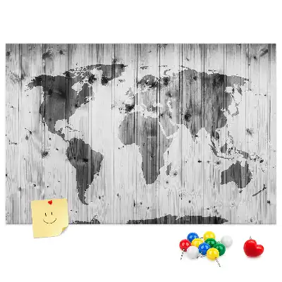 Nástěnka do dětského pokoje Mapa světa na dřevě