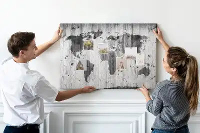 Nástěnka do dětského pokoje Mapa světa na dřevě