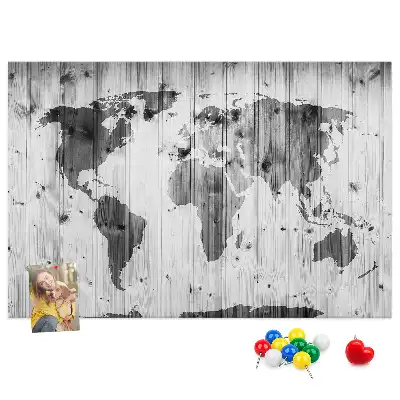 Nástěnka do dětského pokoje Mapa světa na dřevě