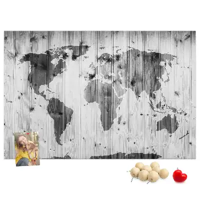 Nástěnka do dětského pokoje Mapa světa na dřevě