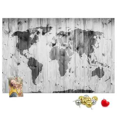 Nástěnka do dětského pokoje Mapa světa na dřevě
