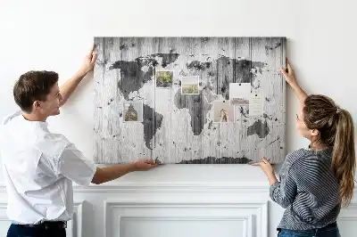 Nástěnka do dětského pokoje Mapa světa na dřevě