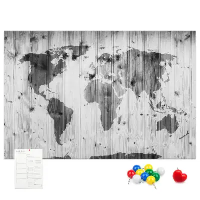 Nástěnka do dětského pokoje Mapa světa na dřevě