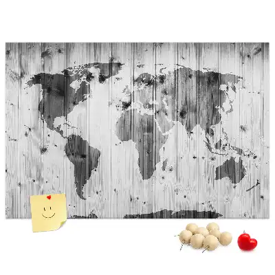 Nástěnka do dětského pokoje Mapa světa na dřevě
