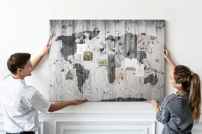 Nástěnka do dětského pokoje Mapa světa na dřevě