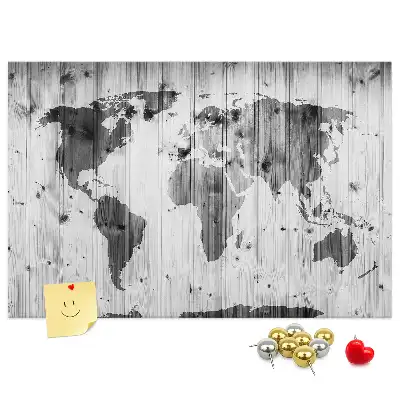 Nástěnka do dětského pokoje Mapa světa na dřevě